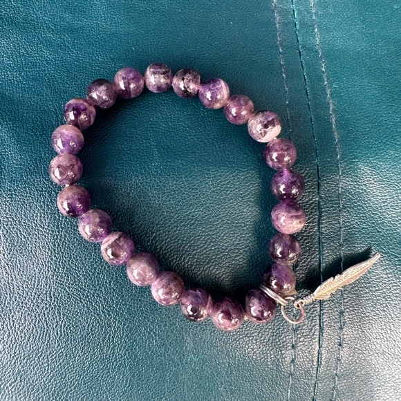 Jewelry - Lepidolite Raw Bracelet with Silver Charm